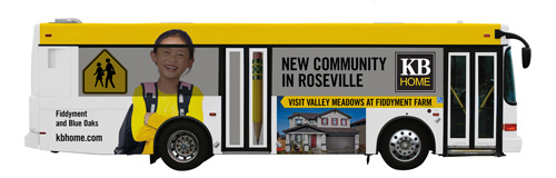 Example of an advertisement wrapped on one side of a bus. 